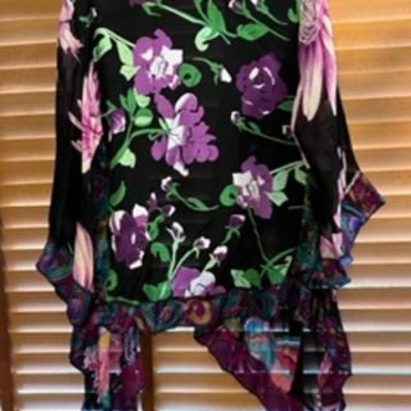 Multicolor Floral Print Sterling Kimono Wrap - Picture 2 of 5